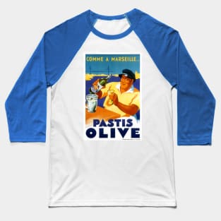 Vintage Advertising Poster France Pastis Olive Baseball T-Shirt